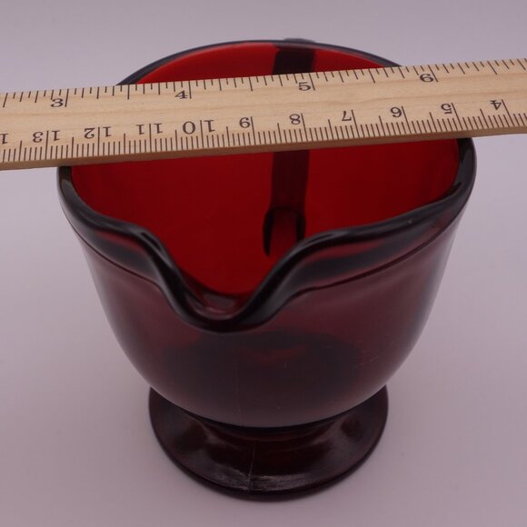 Red Glass Sugar Bowl and Milk Jug Set - Picture 14 of 16